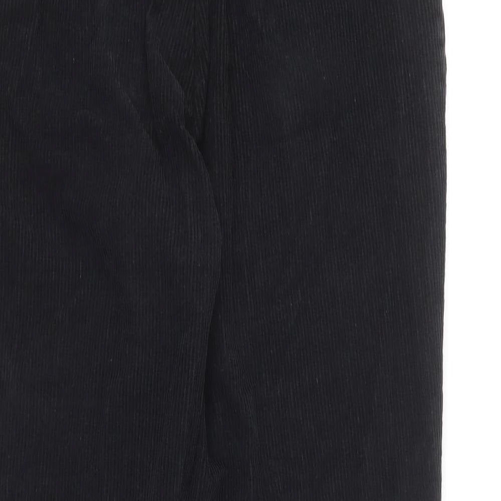 Premier Man Mens Black Cotton Trousers Size 34 in L27 in Extra-Slim Button