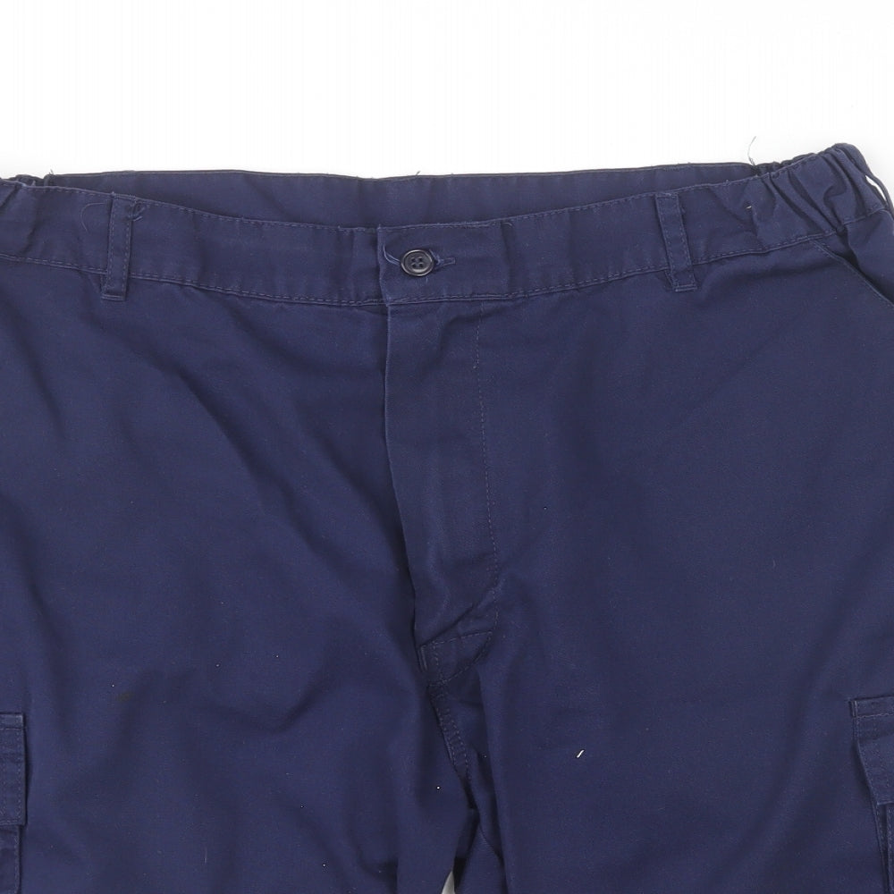 Arco Essentials Mens Blue Polyester Cargo Shorts Size 34 in L9 in Regular Button