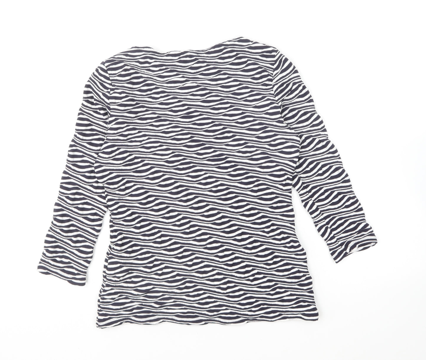 Per Una Womens Blue Striped Viscose Basic T-Shirt Size 10 Round Neck