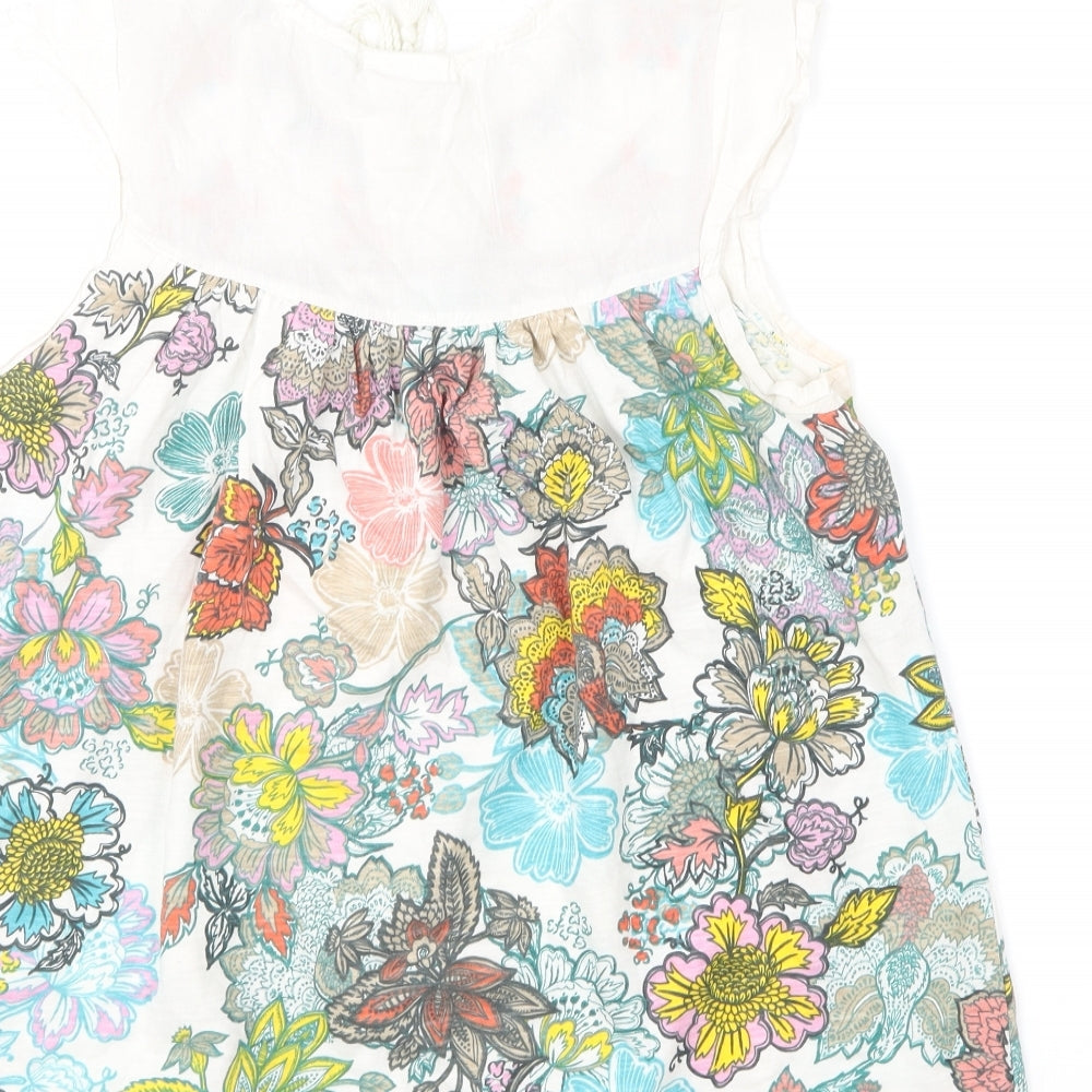 NEXT Womens Multicoloured Floral Cotton Basic Blouse Size 10 Round Neck