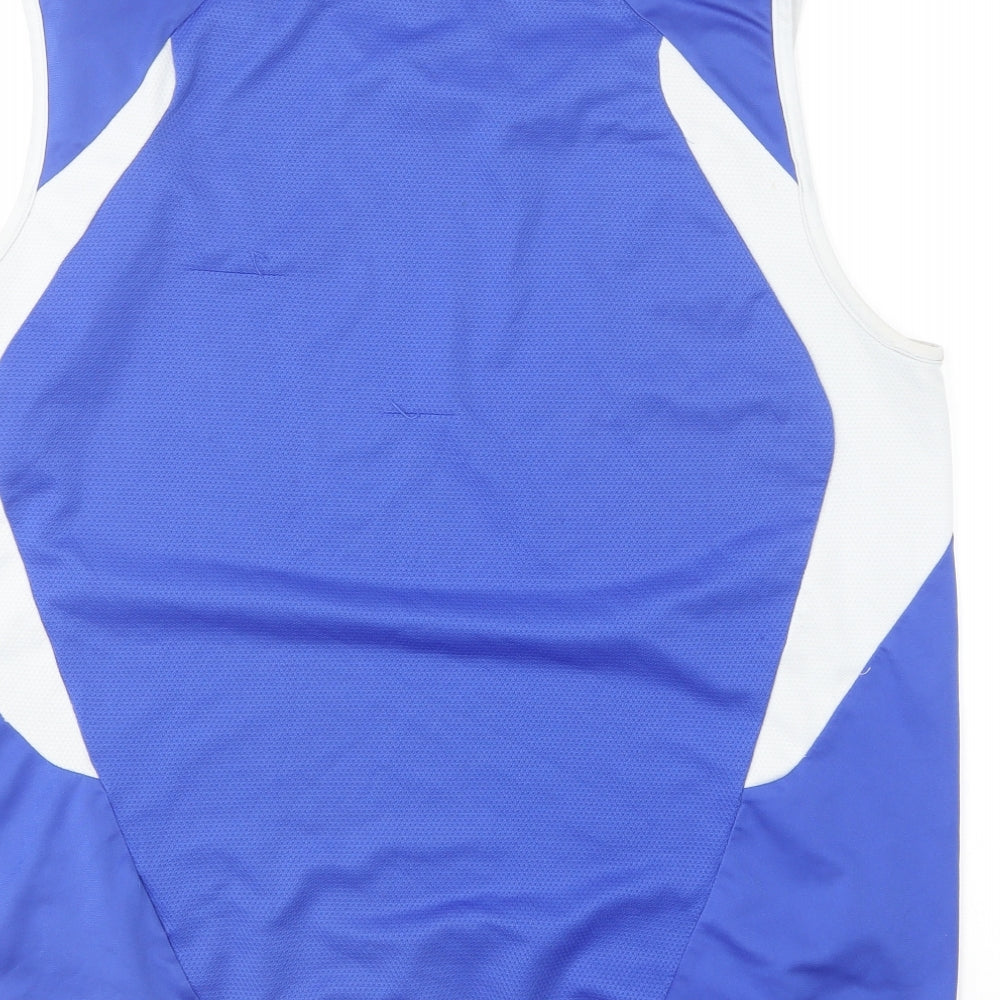 adidas Mens Blue Polyester Basic Tank Size L Round Neck Pullover