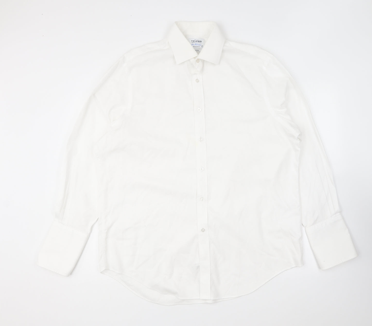 T.M.Lewin Mens White Cotton Button-Up Size 17 Collared Button