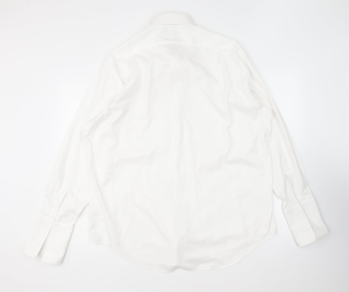 T.M.Lewin Mens White Cotton Button-Up Size 17 Collared Button