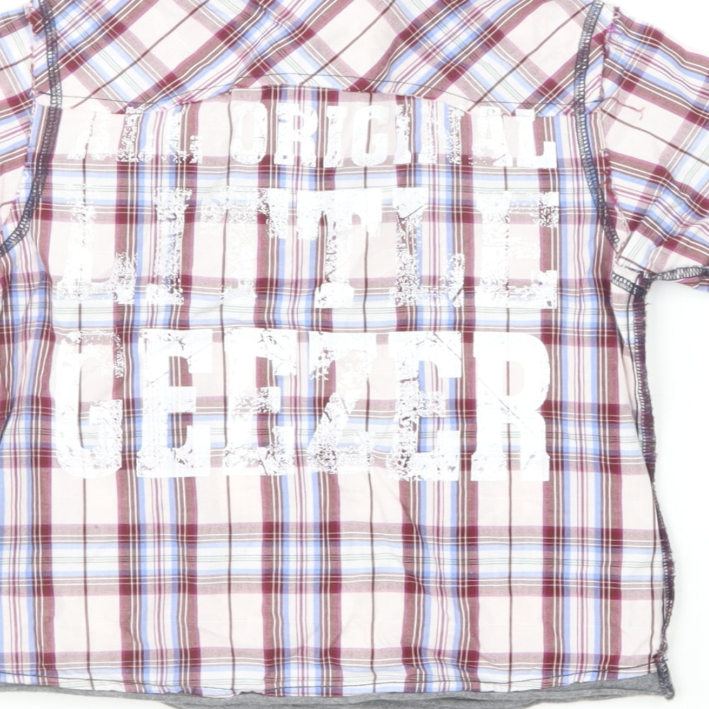 NEXT Boys Multicoloured Plaid Cotton Basic Button-Up Size 2-3 Years Collared Button - Original Little Geezer