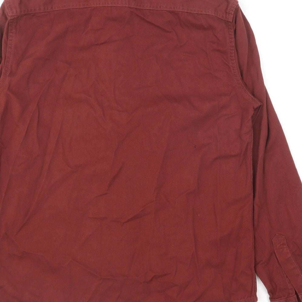 New Look Mens Brown Cotton Button-Up Size M Collared Button