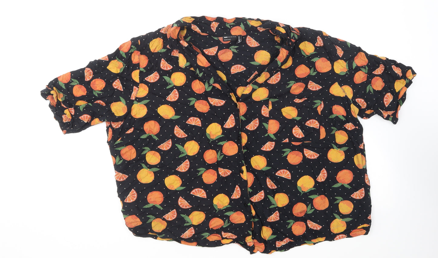 ASOS Womens Multicoloured Geometric Cotton Basic Button-Up Size 20 Collared - Fruit Print