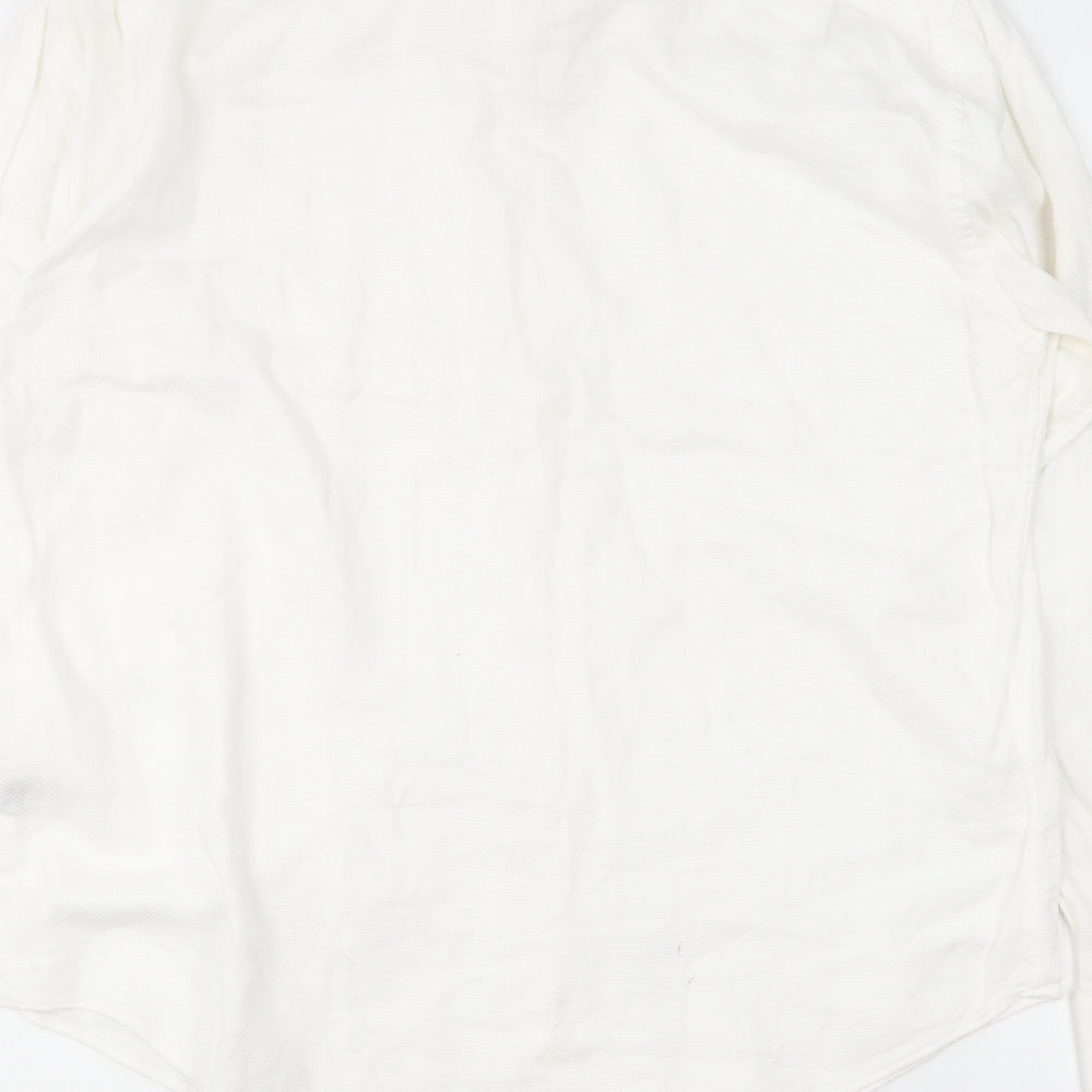 Baumler Mens Ivory Cotton Dress Shirt Size 16.5 Collared Button