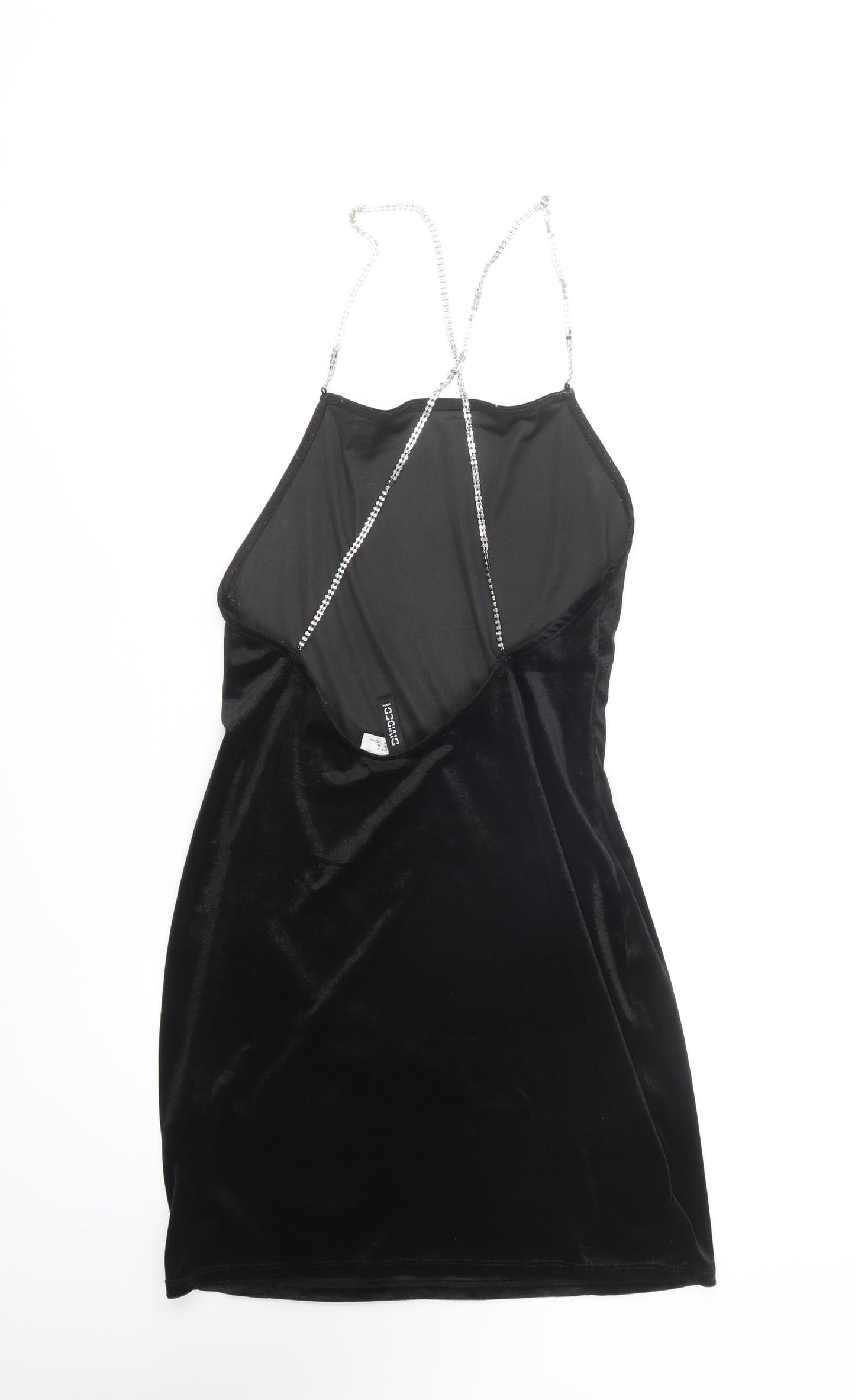 H&M Womens Black Polyester Bodycon Size M Halter Pullover - Rhinestone Straps