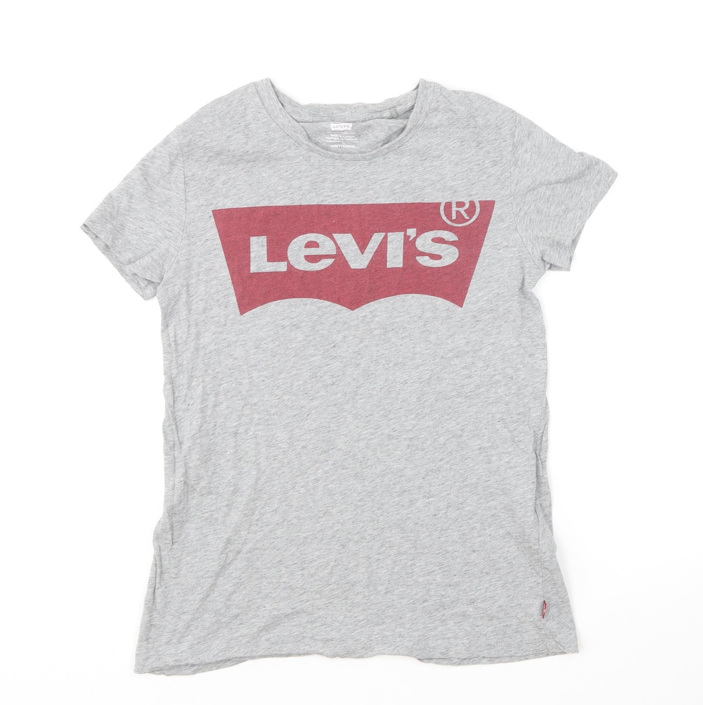 Levi's Womens Grey Cotton Basic T-Shirt Size 2XS Round Neck