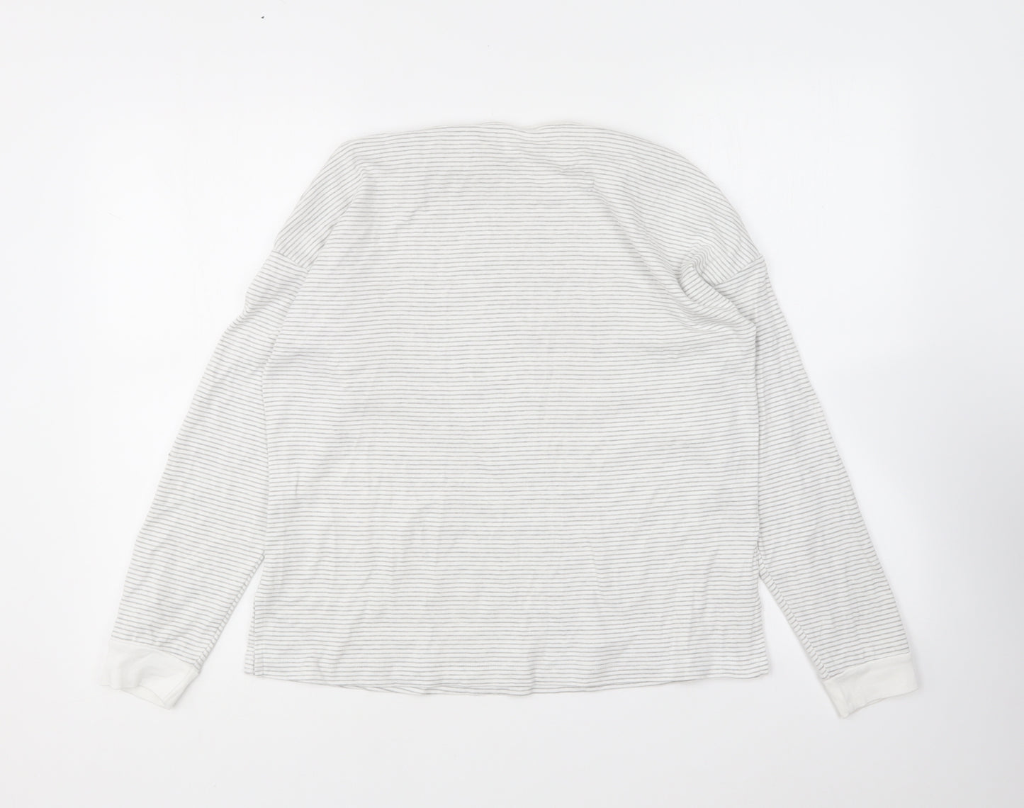 Dunnes Stores Womens Grey Striped Cotton Basic T-Shirt Size S Round Neck