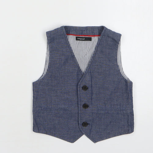 Autograph Boys Blue Jacket Waistcoat Size 2-3 Years Button
