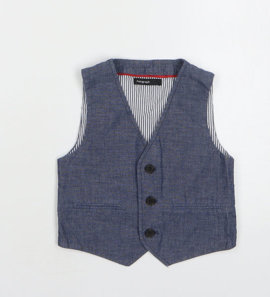 Autograph Boys Blue Jacket Waistcoat Size 2-3 Years Button