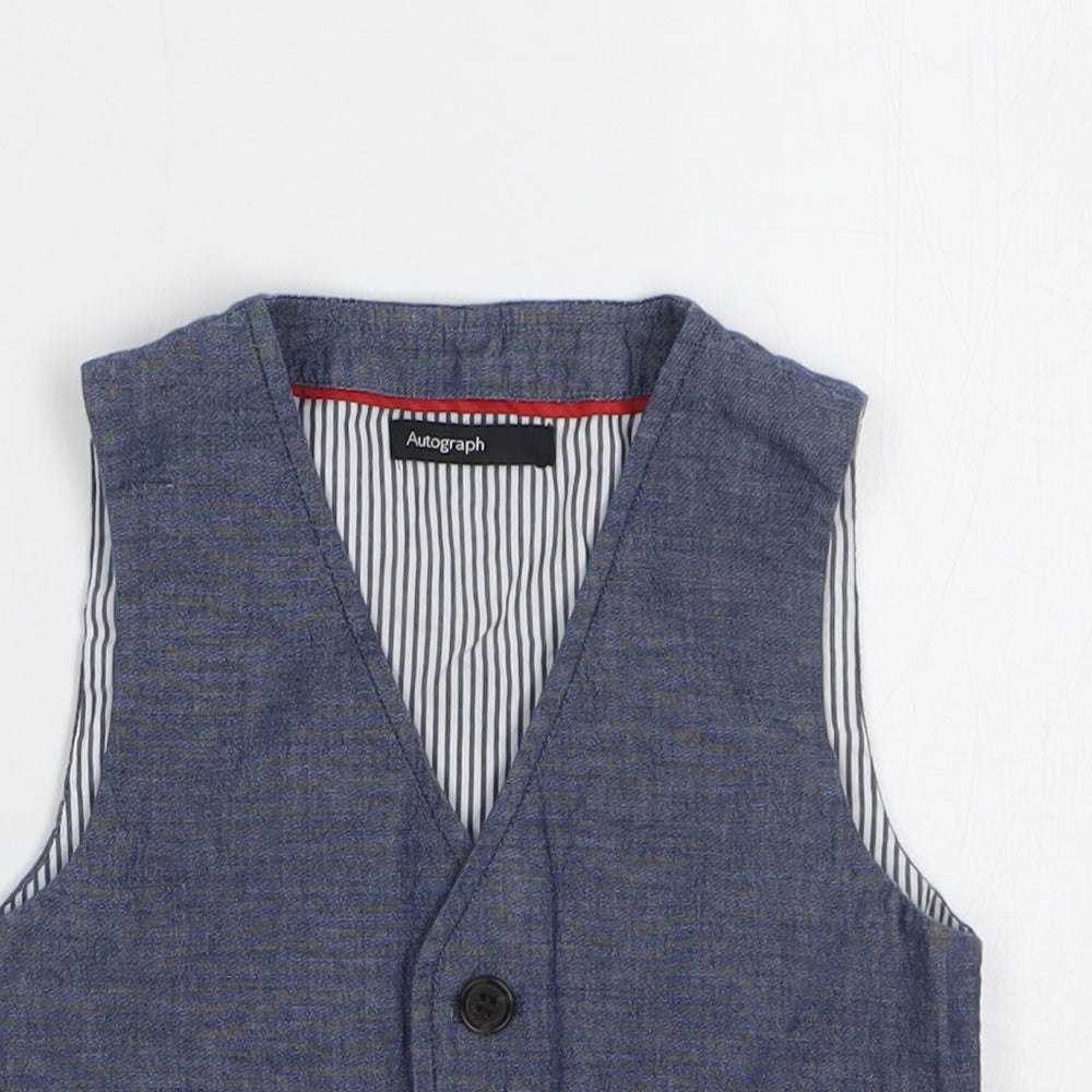 Autograph Boys Blue Jacket Waistcoat Size 2-3 Years Button