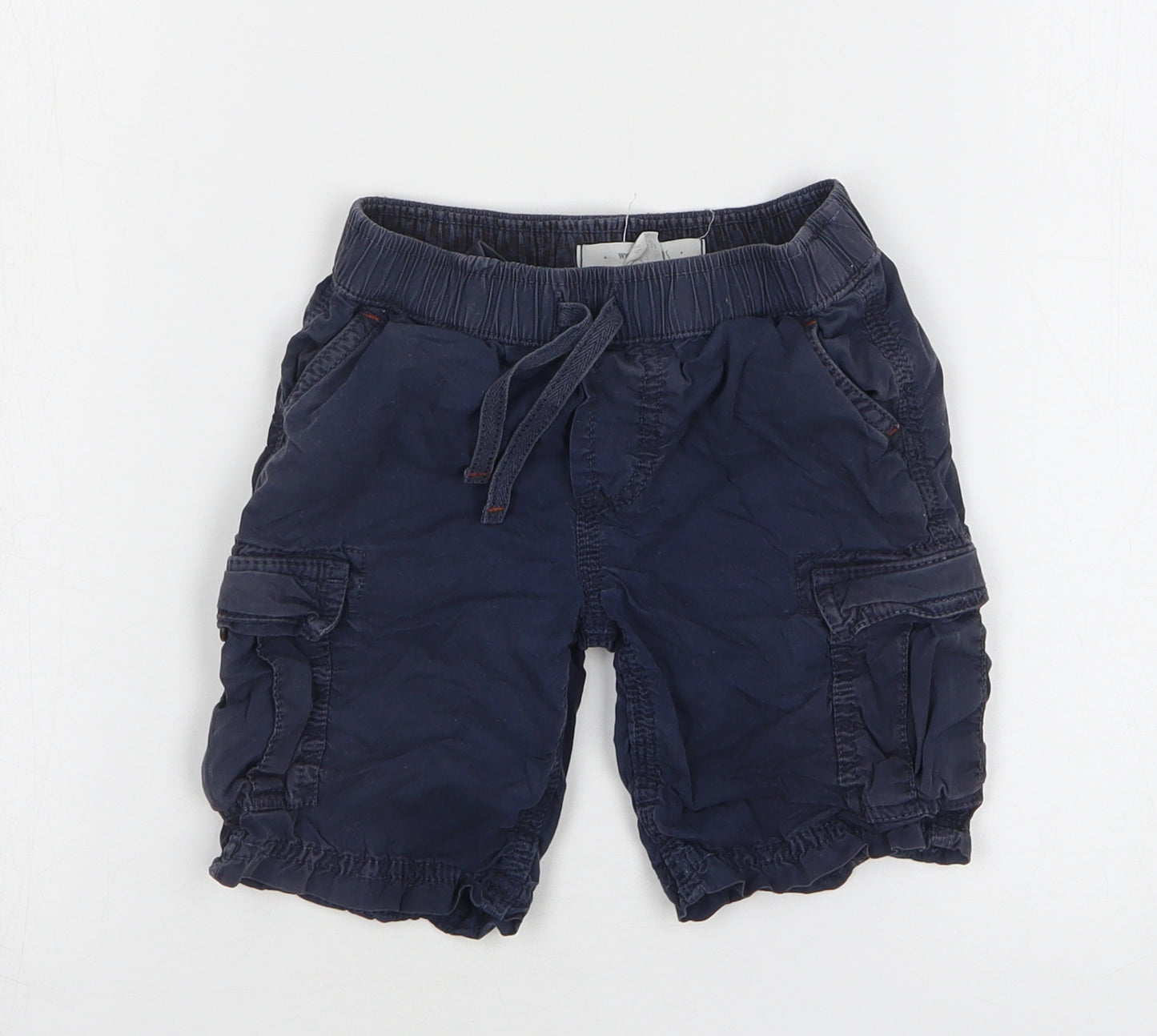White Stuff Boys Blue Cotton Cargo Shorts Size 3-4 Years Regular Drawstring
