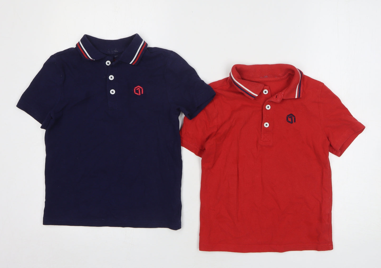 F&F Boys Multicoloured Cotton Basic Polo Size 4-5 Years Collared Pullover - 2 Piece Set