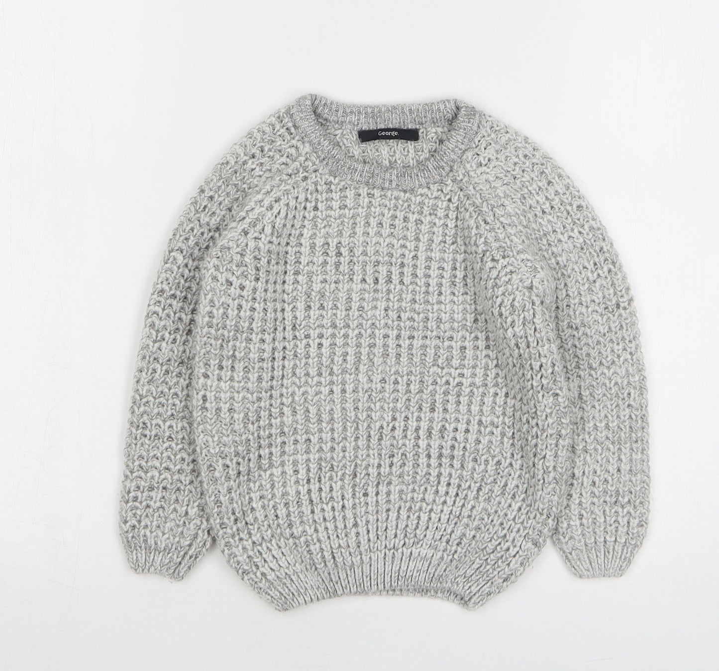 George Boys Grey Round Neck Acrylic Pullover Jumper Size 4-5 Years Pullover