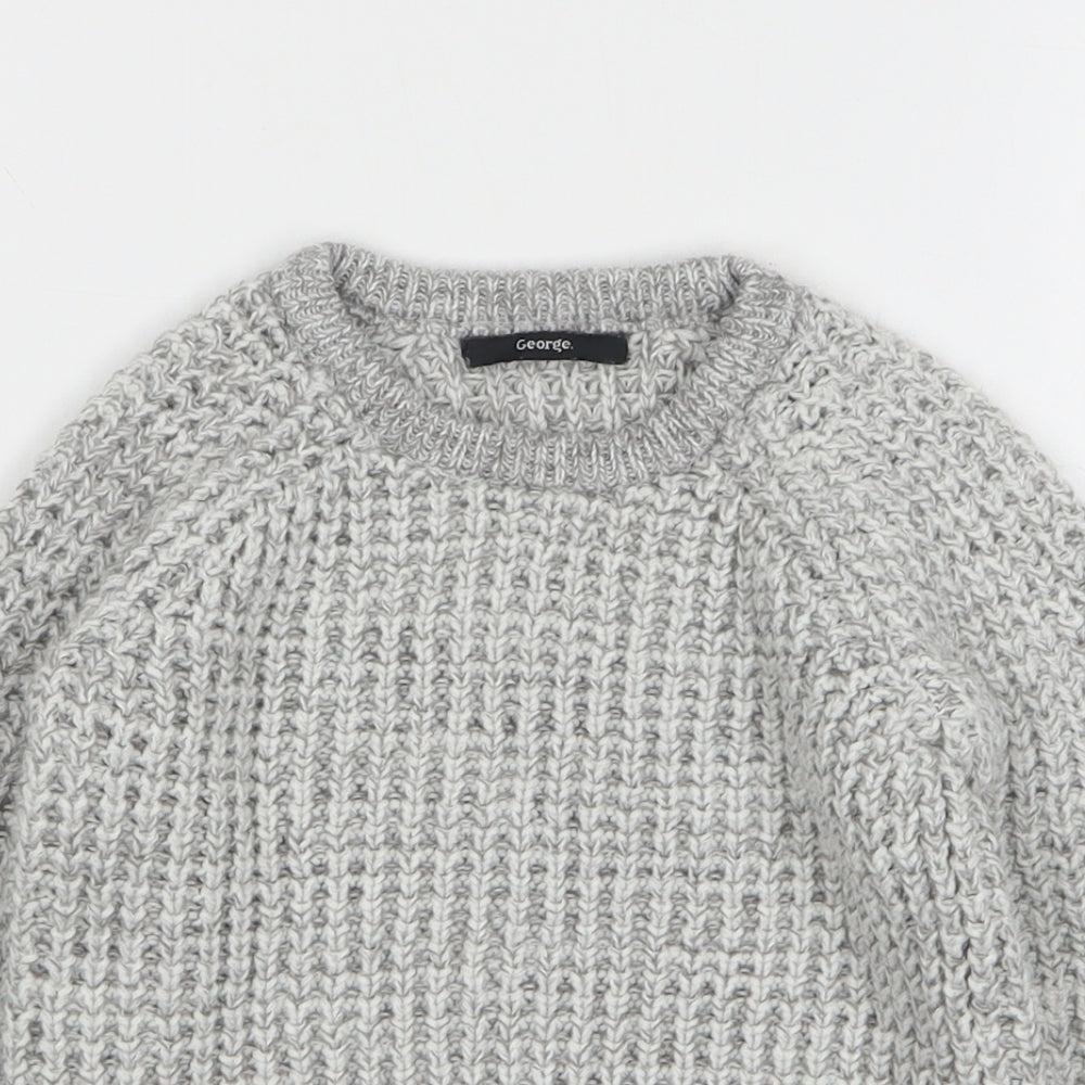 George Boys Grey Round Neck Acrylic Pullover Jumper Size 4-5 Years Pullover