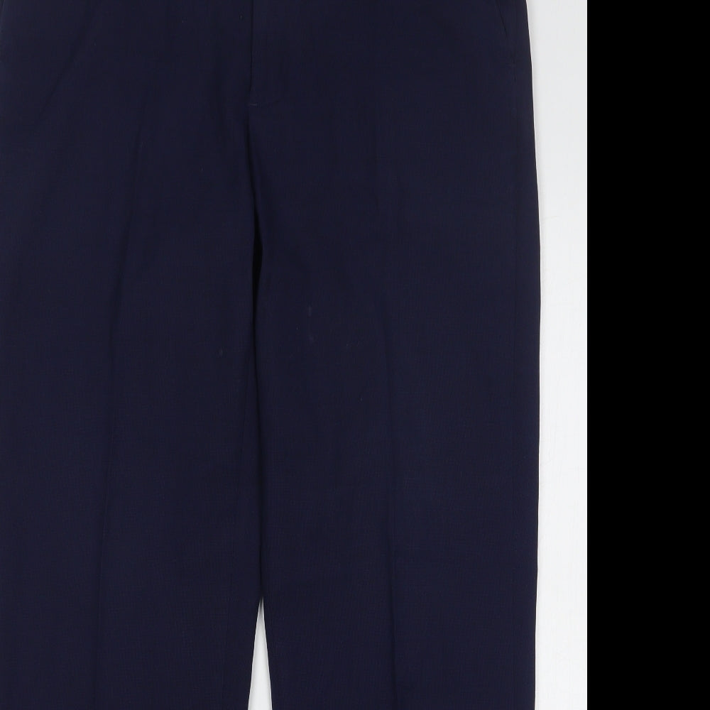 Marks and Spencer Mens Blue Wool Trousers Size 36 in L31 in Regular Zip