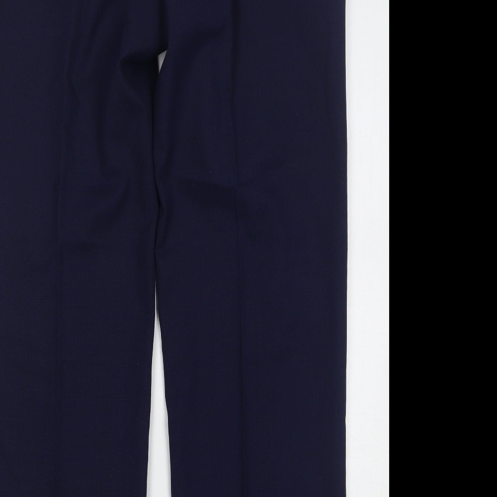 Marks and Spencer Mens Blue Wool Trousers Size 36 in L31 in Regular Zip