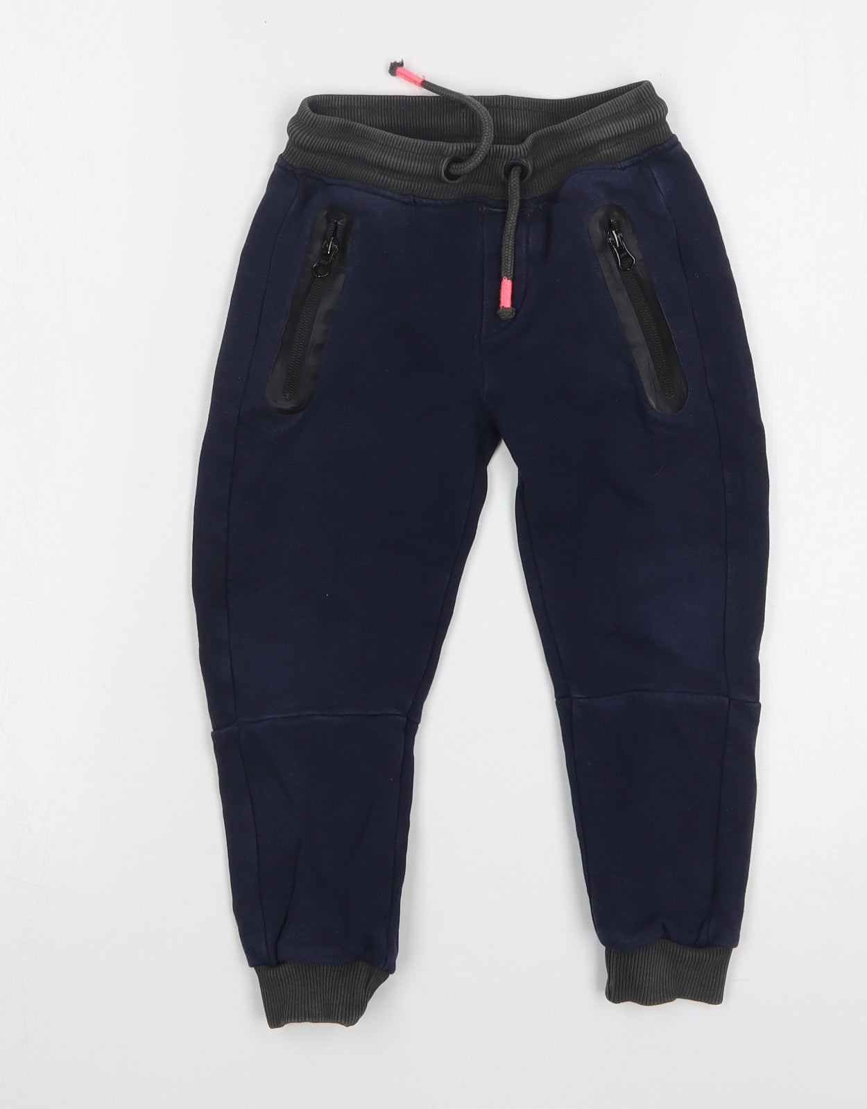 Marks and Spencer Boys Blue Cotton Sweatpants Trousers Size 4-5 Years Regular Drawstring