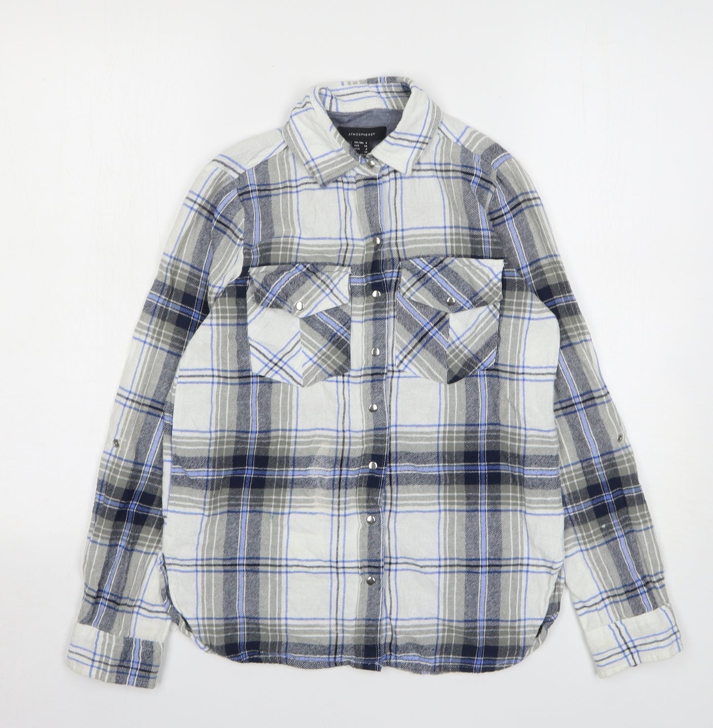 Atmosphere Womens Multicoloured Plaid Cotton Basic Button-Up Size 6 Collared