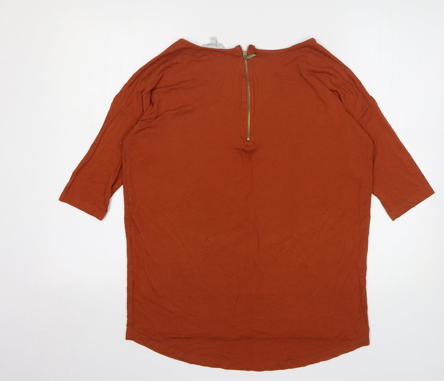 Peacocks Womens Brown Viscose Basic T-Shirt Size 14 Round Neck