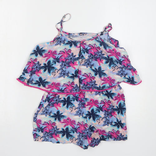Candy Couture Girls Multicoloured Floral Viscose Playsuit One-Piece Size 13 Years Pullover