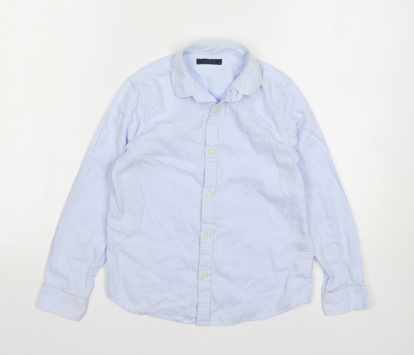 Marks and Spencer Boys Blue Cotton Basic Button-Up Size 8 Years Collared Button