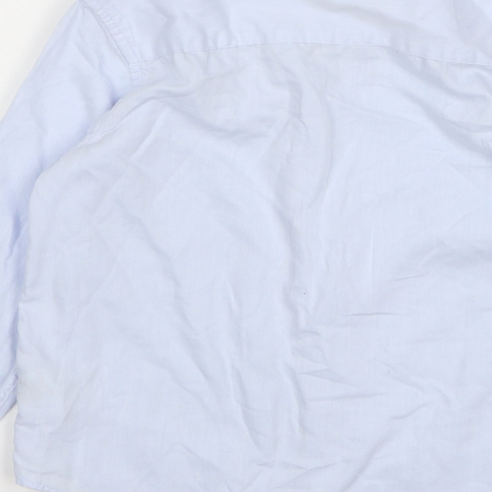 Marks and Spencer Boys Blue Cotton Basic Button-Up Size 8 Years Collared Button
