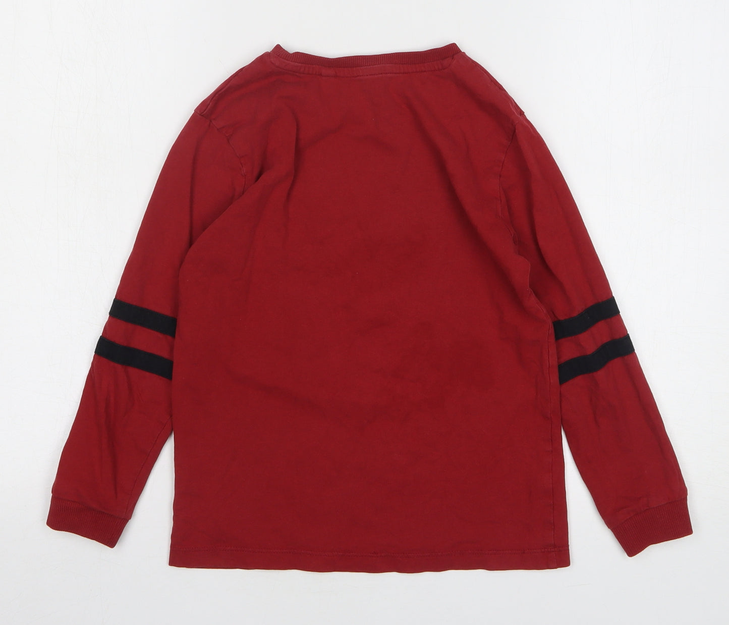 NEXT Boys Red Cotton Basic T-Shirt Size 8 Years Round Neck Pullover - Football