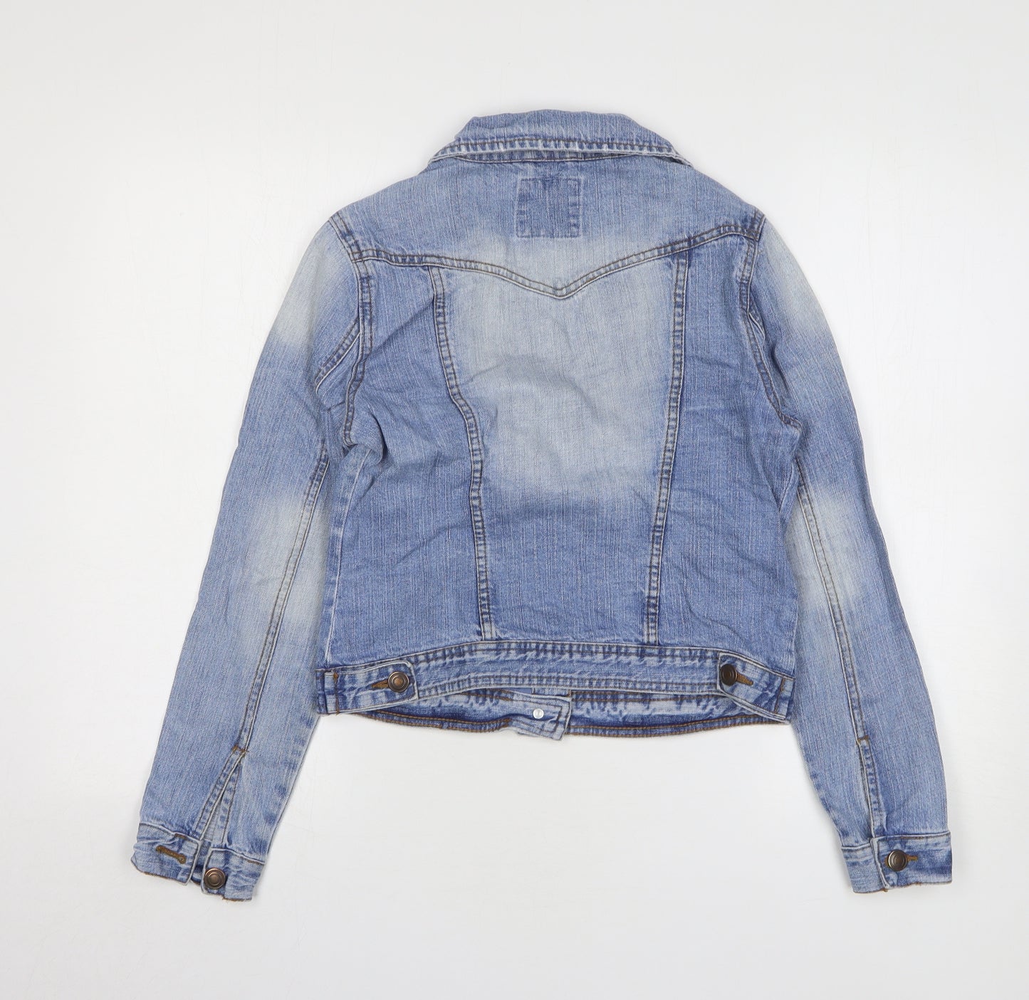 Denim & Co. Womens Blue Jacket Size 10 Button