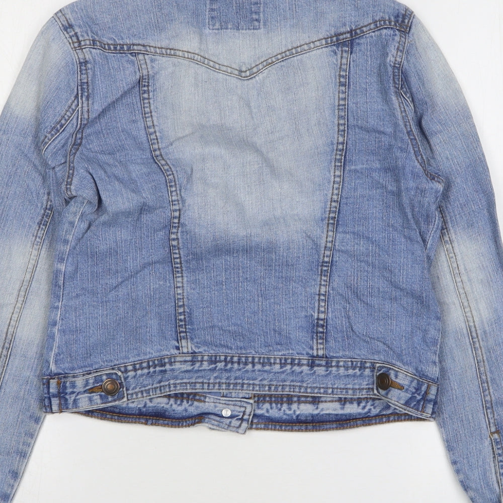 Denim & Co. Womens Blue Jacket Size 10 Button