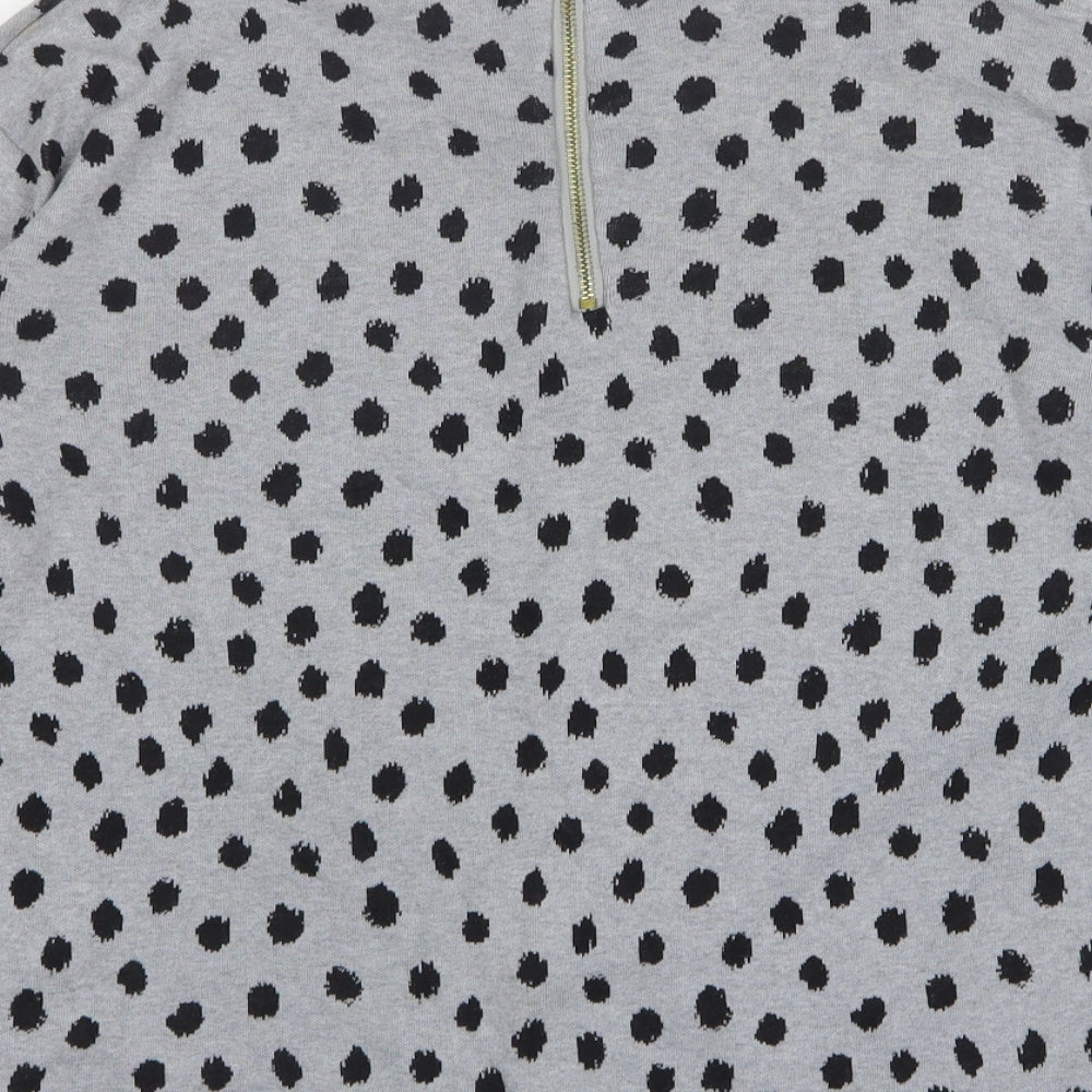 H&M Womens Grey Round Neck Animal Print Cotton Pullover Jumper Size S