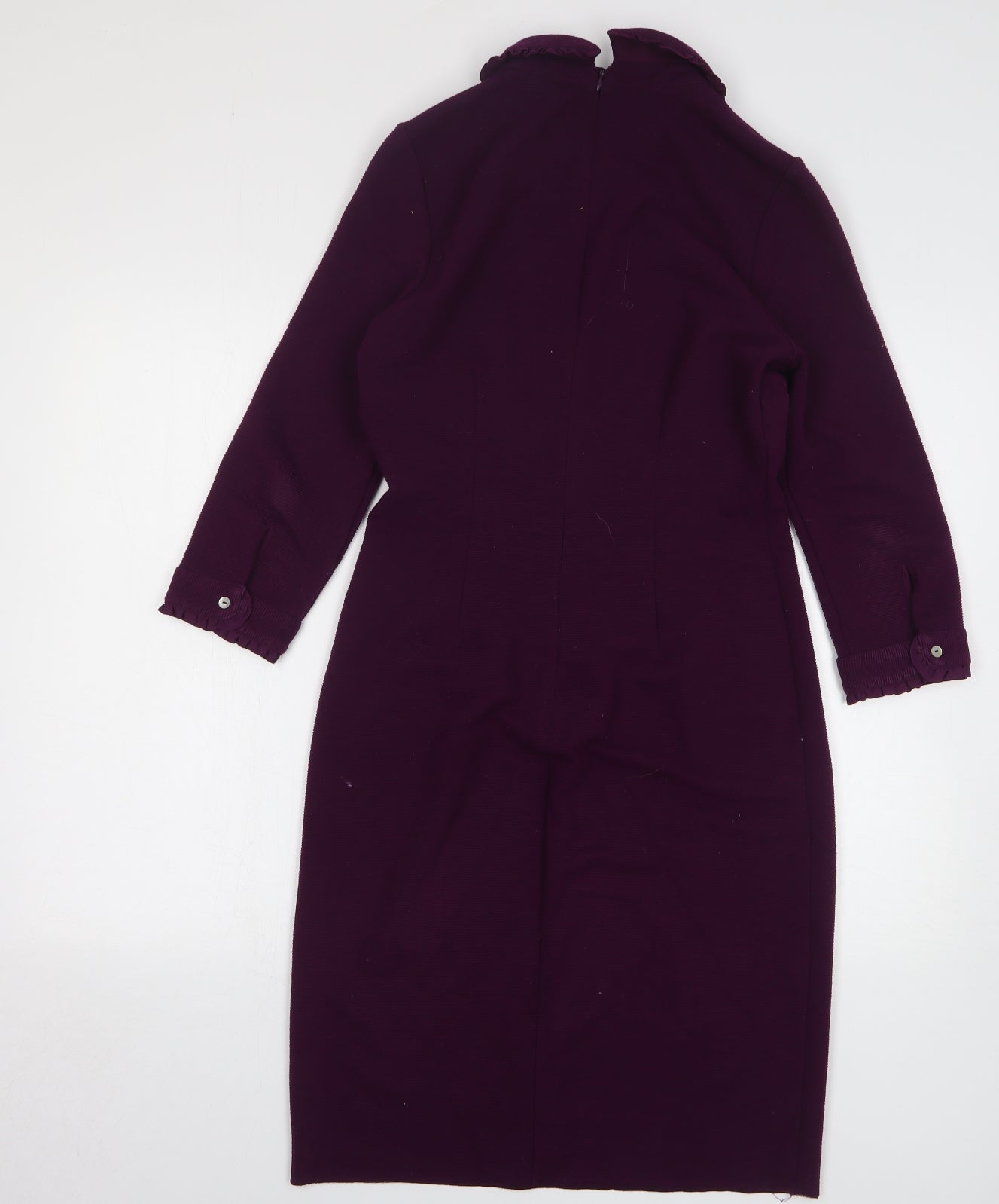 Monsoon Womens Purple Polyester Pencil Dress Size 12 Collared Zip
