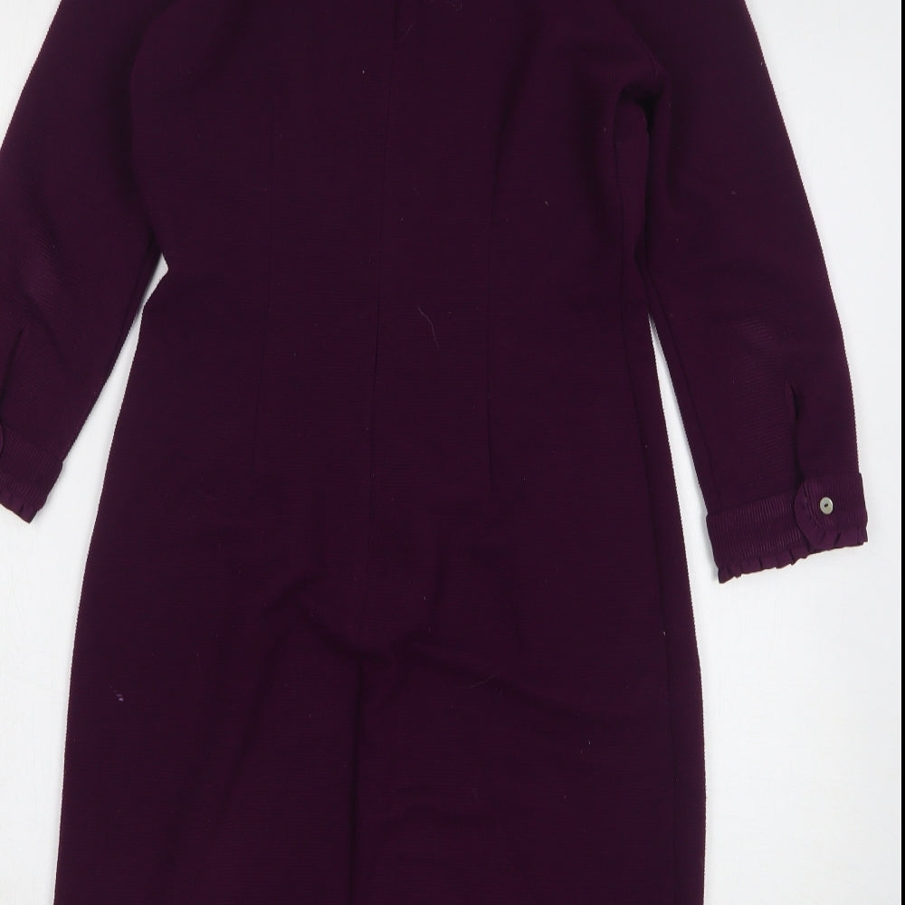 Monsoon Womens Purple Polyester Pencil Dress Size 12 Collared Zip