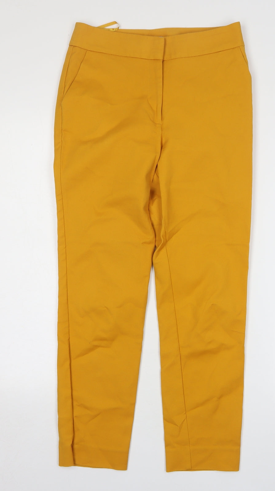 Warehouse Womens Yellow Cotton Trousers Size 8 L27 in Regular Zip