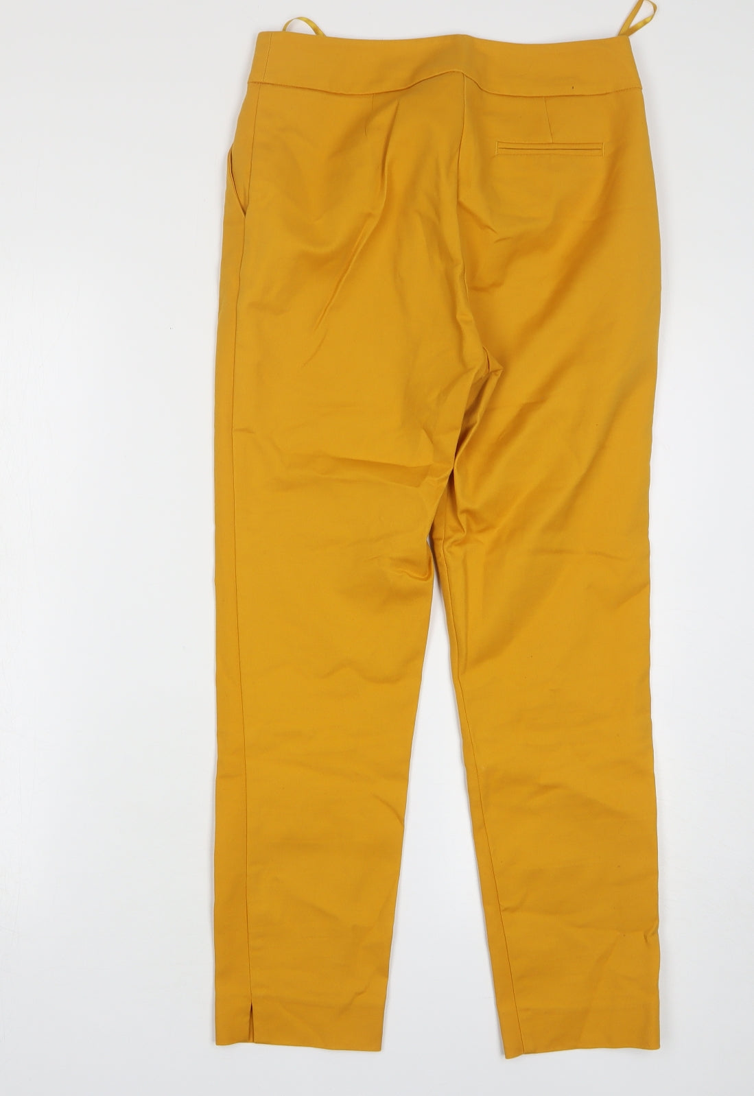 Warehouse Womens Yellow Cotton Trousers Size 8 L27 in Regular Zip