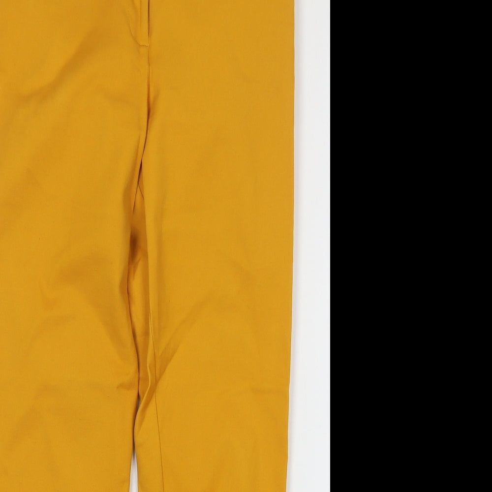 Warehouse Womens Yellow Cotton Trousers Size 8 L27 in Regular Zip