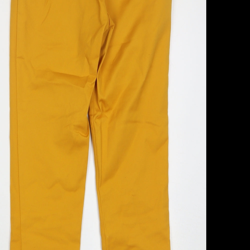 Warehouse Womens Yellow Cotton Trousers Size 8 L27 in Regular Zip