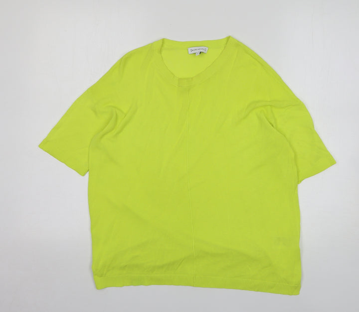 Warehouse Womens Green Round Neck Viscose Pullover Jumper Size S