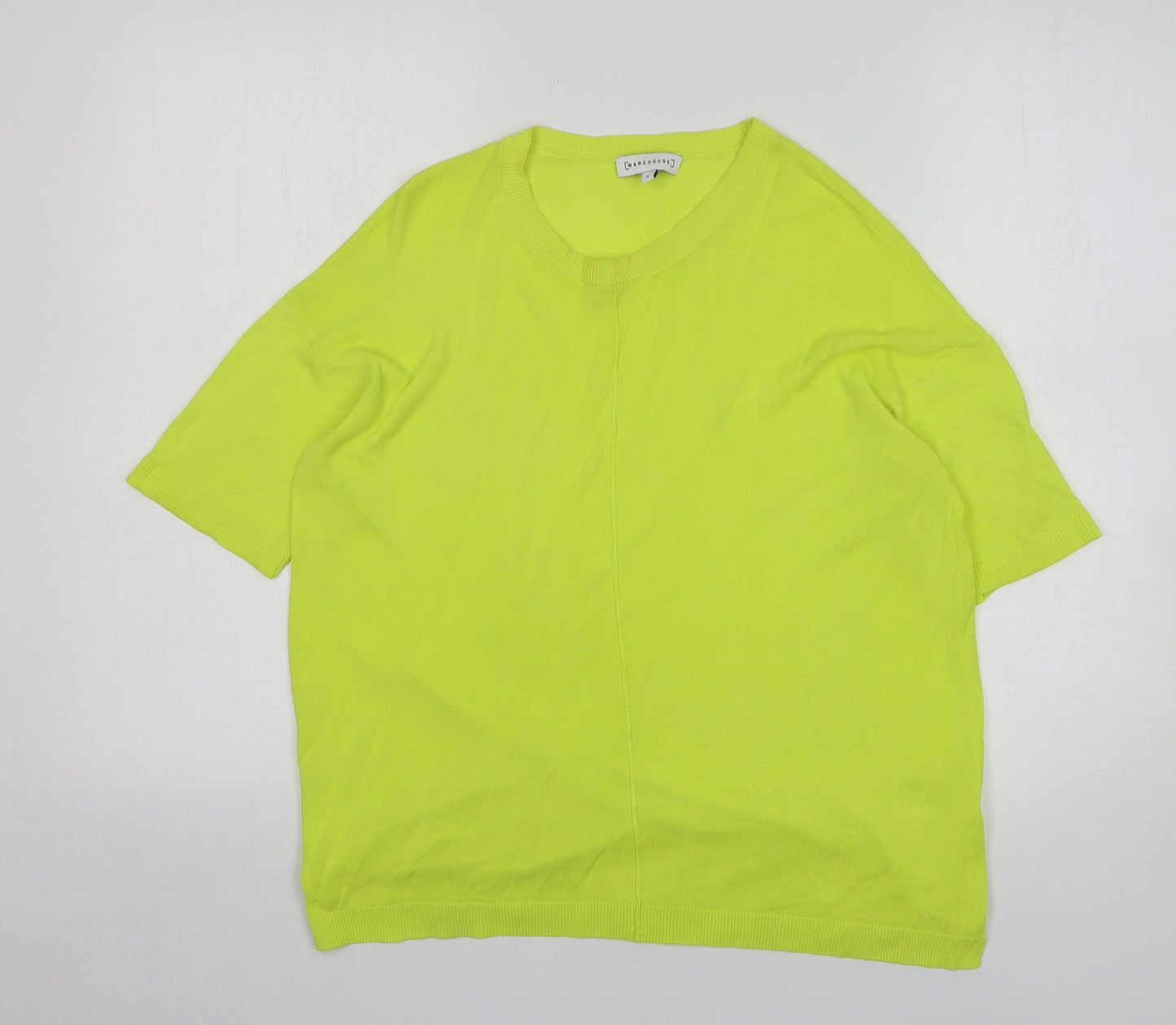 Warehouse Womens Green Round Neck Viscose Pullover Jumper Size S