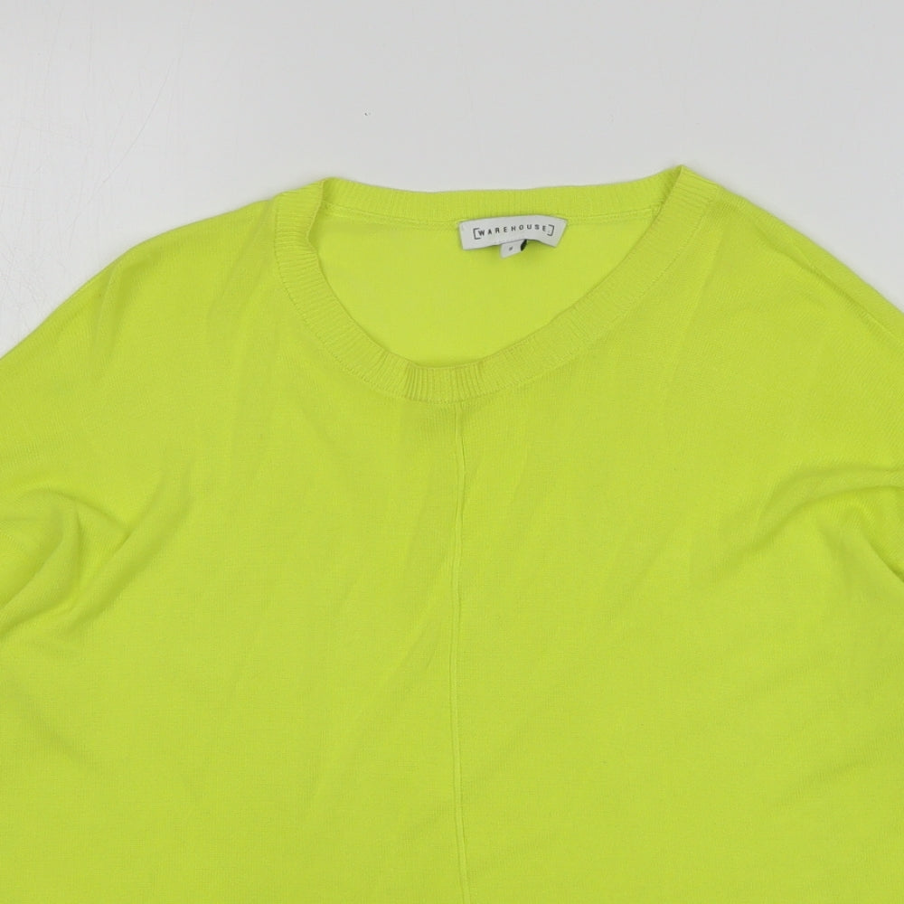 Warehouse Womens Green Round Neck Viscose Pullover Jumper Size S