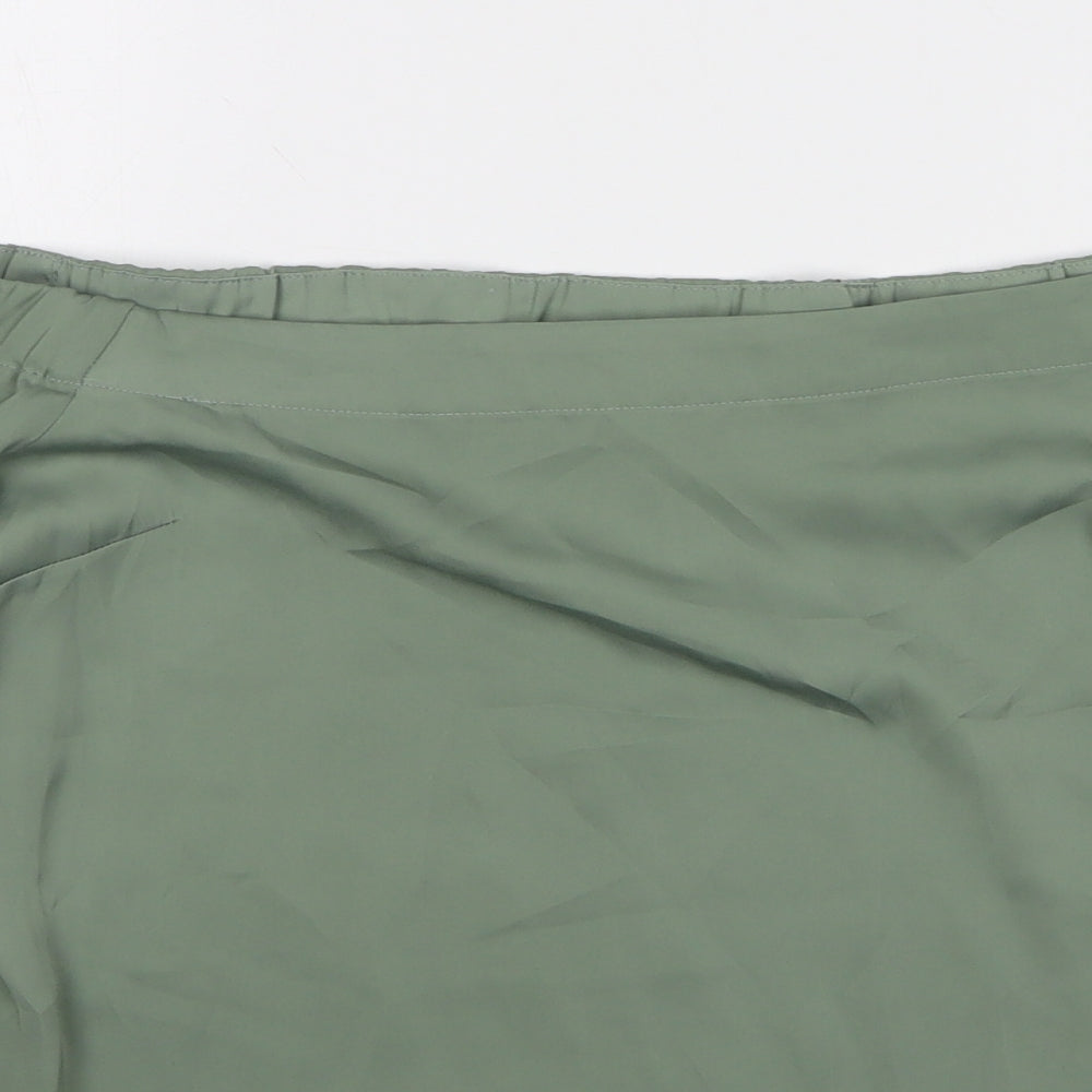 Warehouse Womens Green Polyester Basic Blouse Size 10 Off the Shoulder