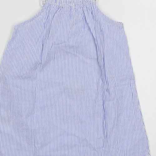H&M Girls Blue Striped Cotton Tank Dress Size 2 Years Square Neck Pullover