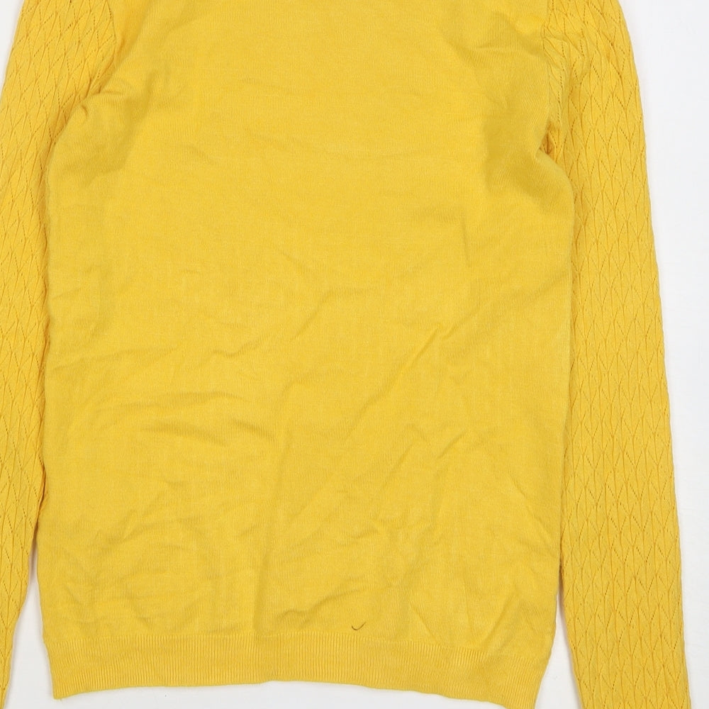 Warehouse Womens Yellow Round Neck Viscose Pullover Jumper Size 8