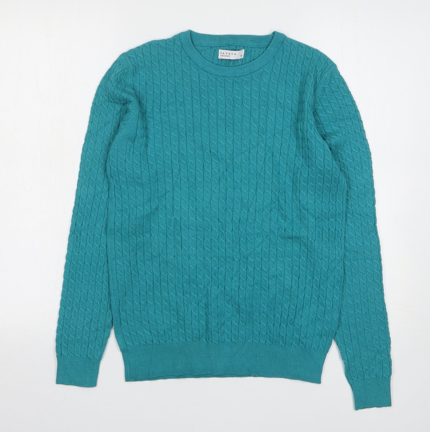 Papaya Womens Green Round Neck Viscose Pullover Jumper Size 16