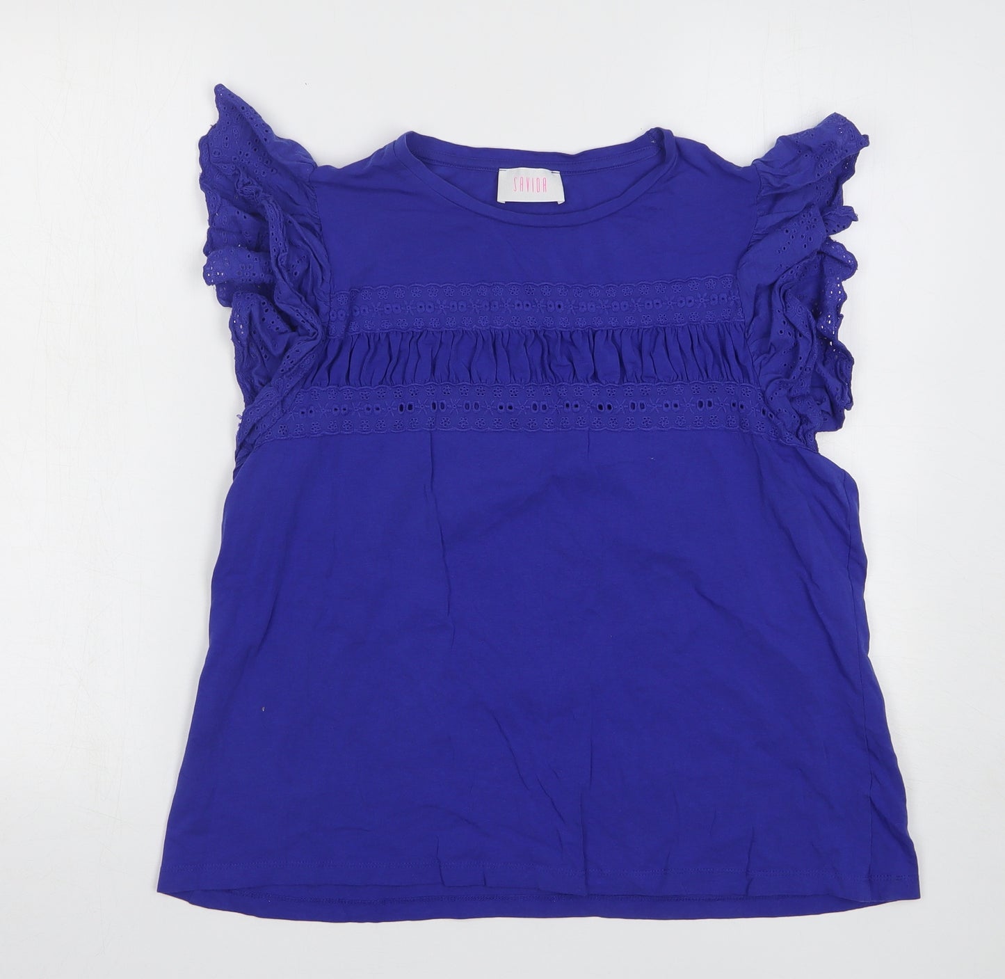 Savida Womens Blue Cotton Basic Tank Size 2XL Round Neck