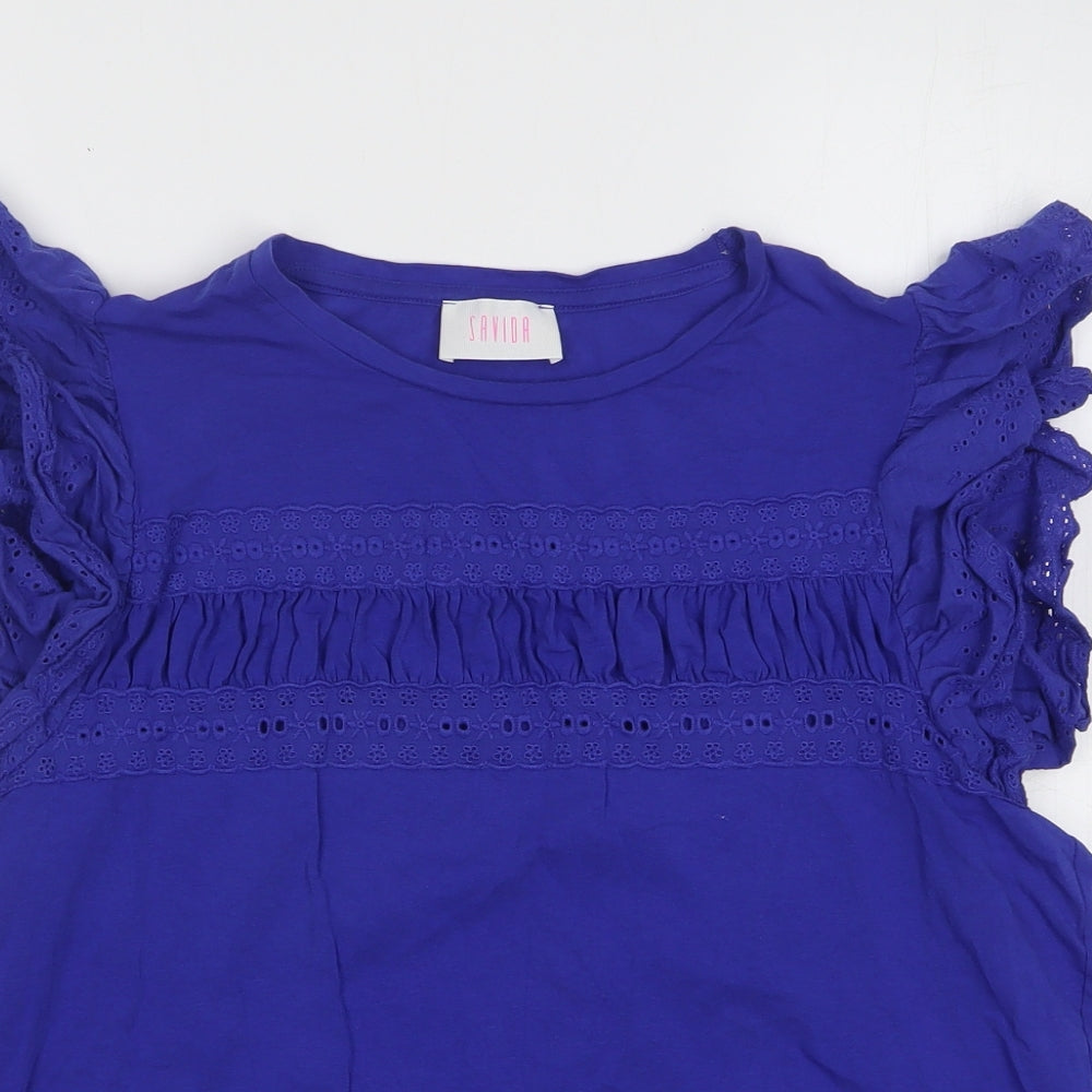 Savida Womens Blue Cotton Basic Tank Size 2XL Round Neck