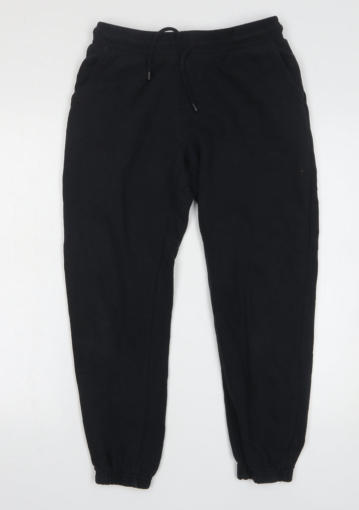Dunnes Stores Womens Black Cotton Sweatpants Trousers Size S L25 in Regular Drawstring