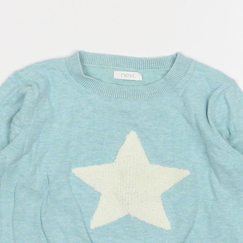 NEXT Girls Green Round Neck Cotton Pullover Jumper Size 5 Years Pullover - Star